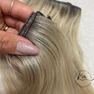 Cabelo Brasileiro Loiro Bege Mesclado 150 gr na Técnica Micropele Invisível Super Fina