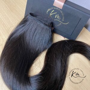 Cabelo Brasileiro Castanho Natural Liso 150gm na Técnica Ponto Americano ou Micropele Invisível.